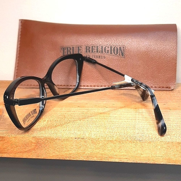 NEW Rx'able CAT EYE Eyeglass Frame & case, Black glasses TRUE RELIGION 53-16-140 - Picture 3 of 7